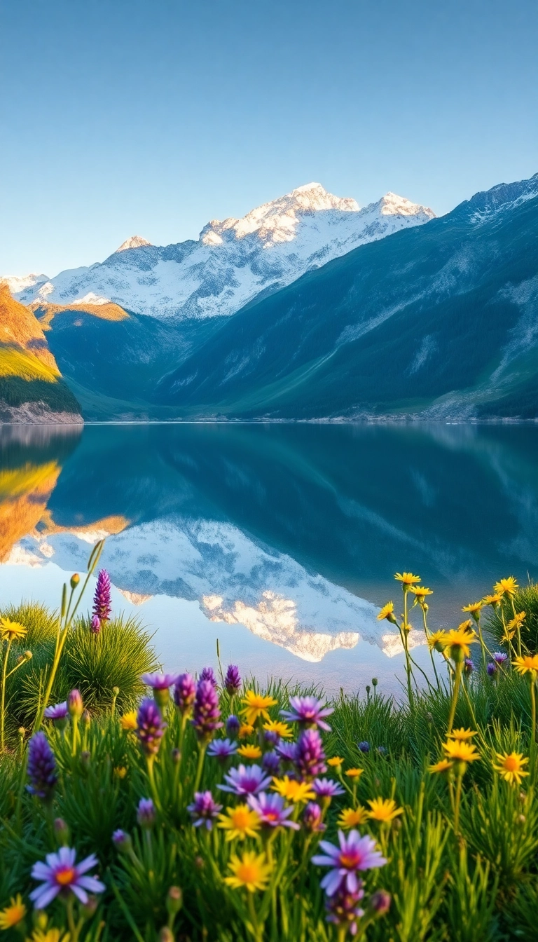 iPhone Unique Spring Mountain Reflection Professional Background Royalty-Free Stock Photo